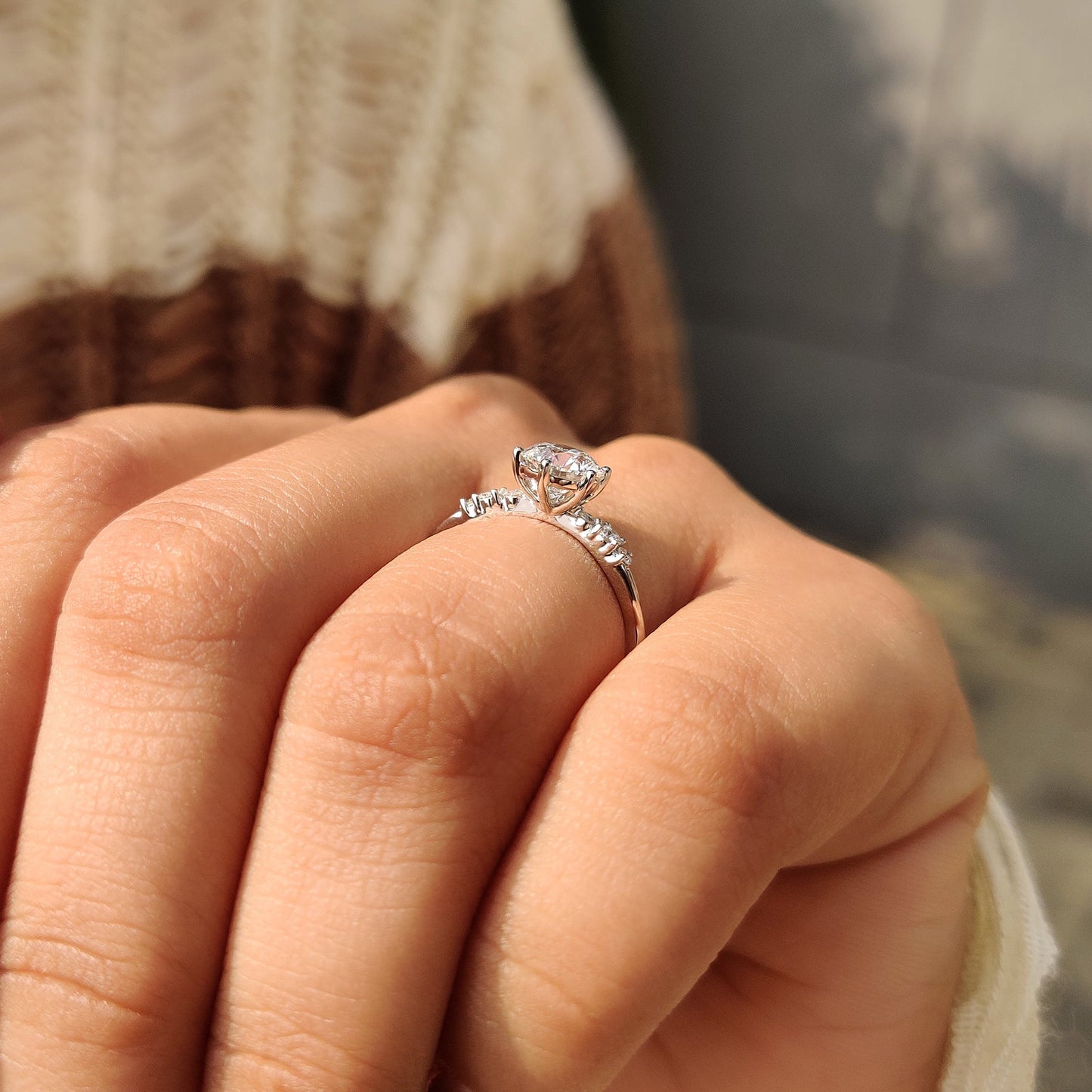 Cushion Hidden Halo Lab Grown Diamond Engagement Ring