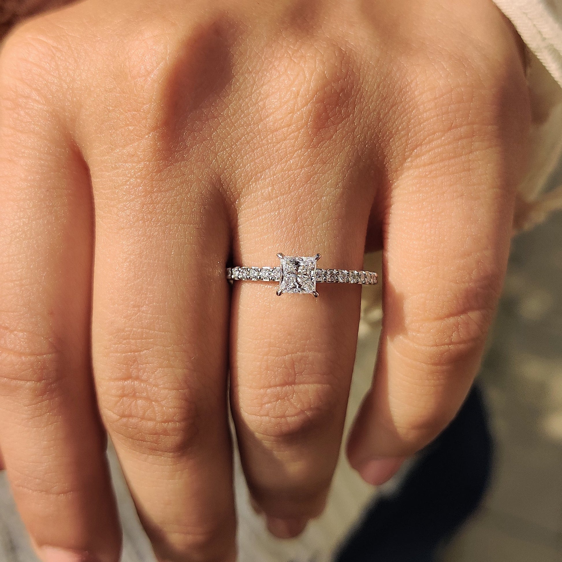 Cushion Hidden Halo Lab Grown Diamond Engagement Ring