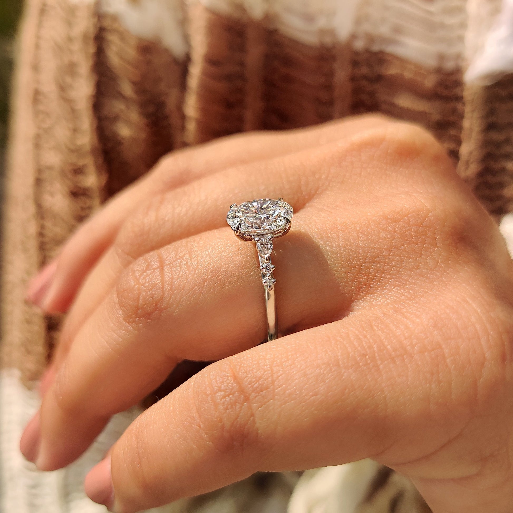 Cushion Hidden Halo Lab Grown Diamond Engagement Ring