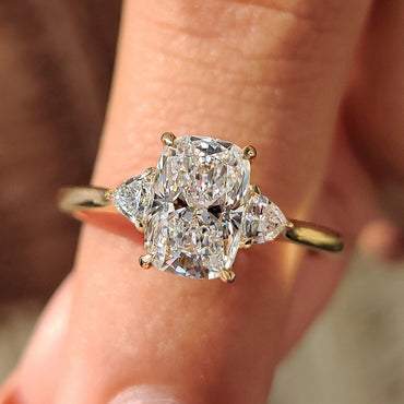 Cushion Hidden Halo Lab Grown Diamond Engagement Ring