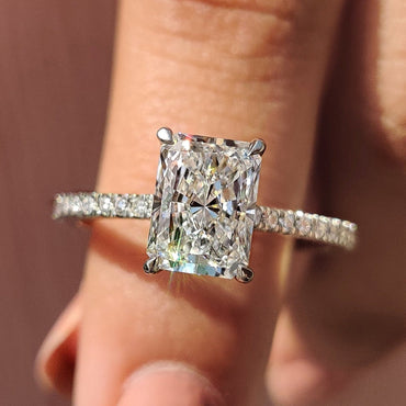 Cushion Hidden Halo Lab Grown Diamond Engagement Ring