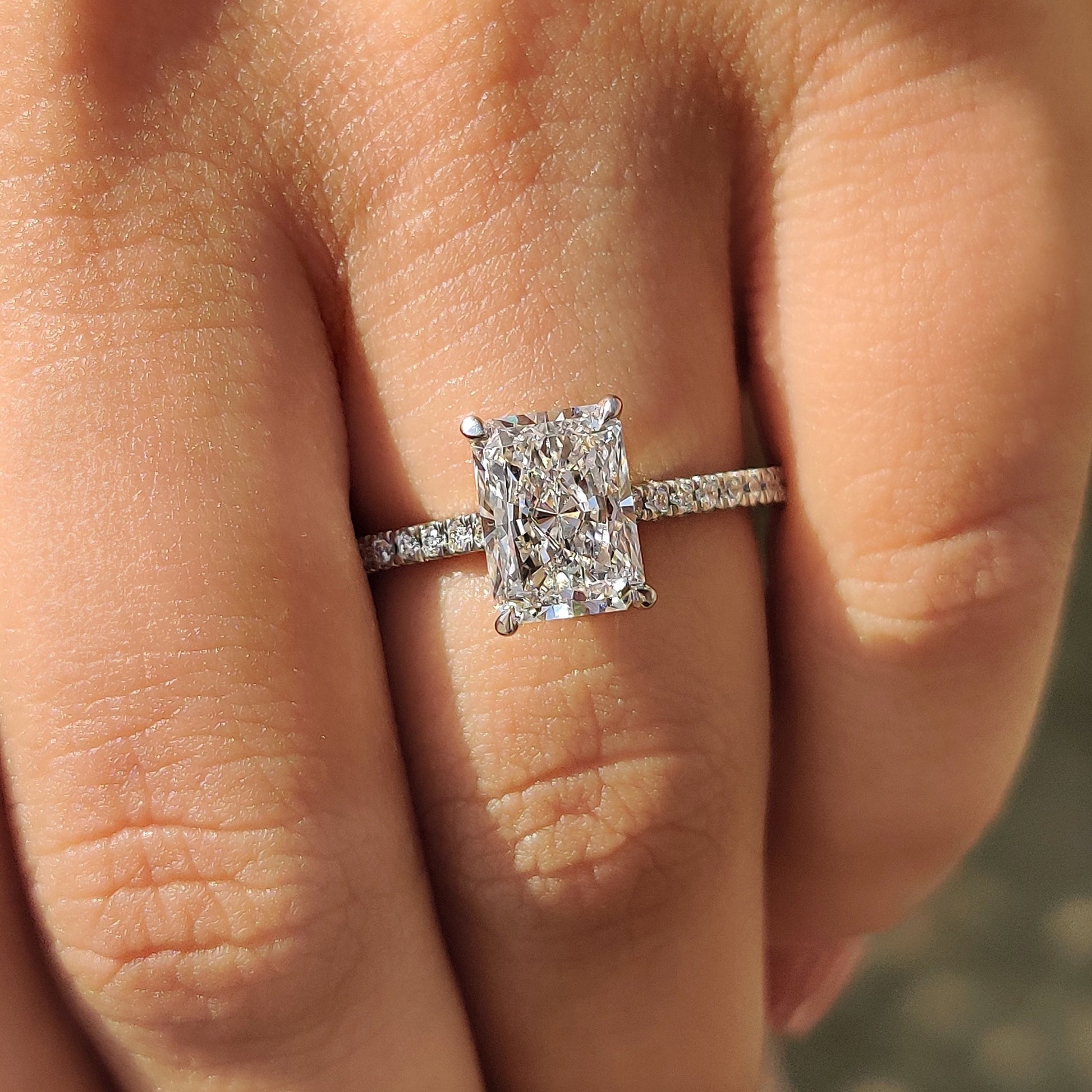 Cushion Hidden Halo Lab Grown Diamond Engagement Ring