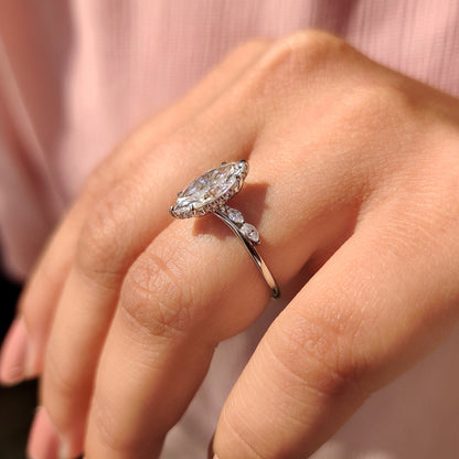 Cushion Hidden Halo Lab Grown Diamond Engagement Ring