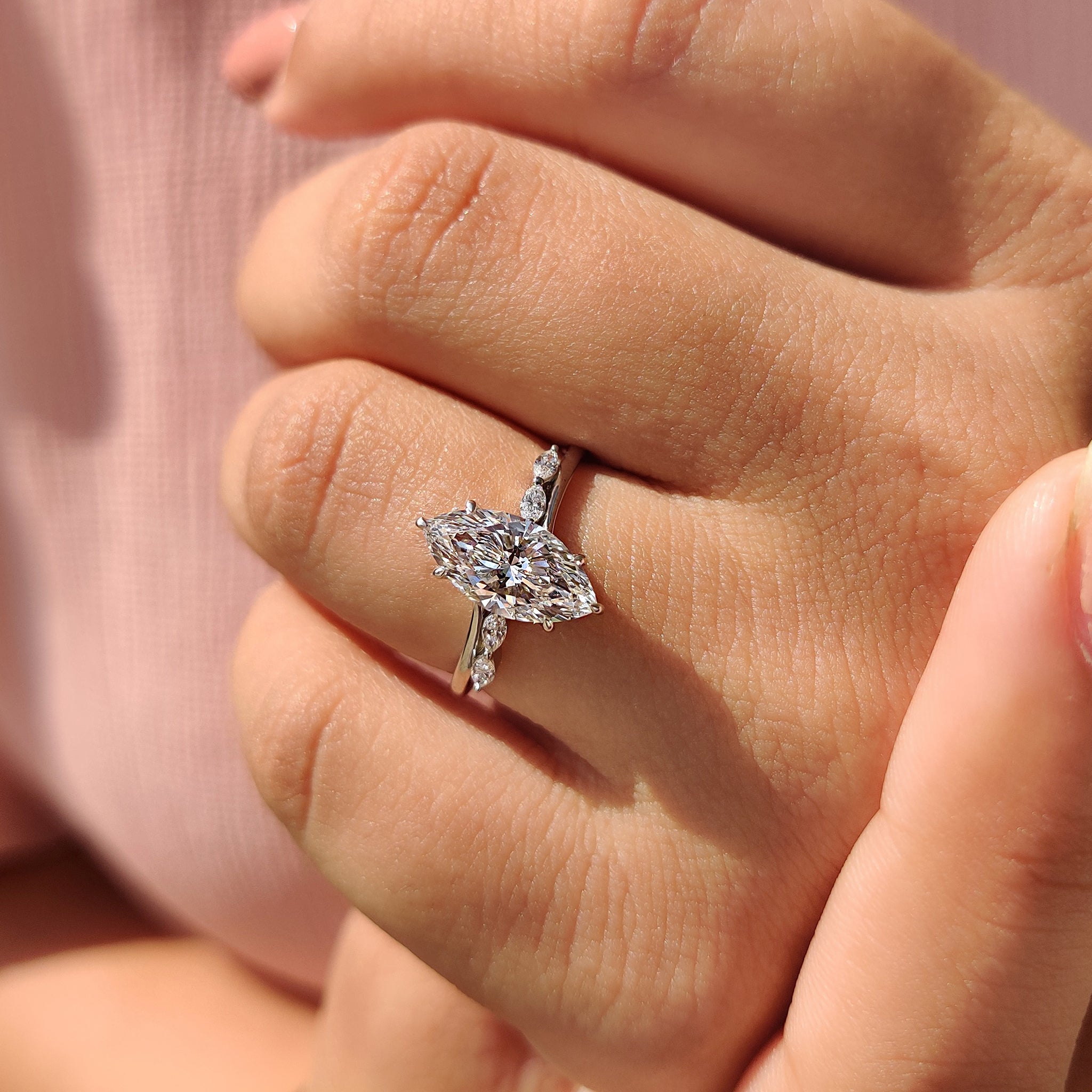 Cushion Hidden Halo Lab Grown Diamond Engagement Ring