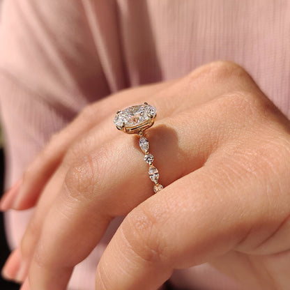 Cushion Hidden Halo Lab Grown Diamond Engagement Ring