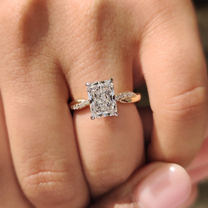 Cushion Hidden Halo Lab Grown Diamond Engagement Ring