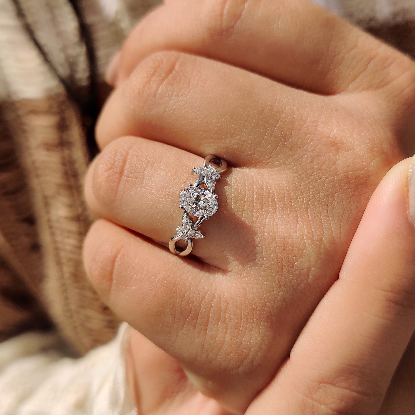 Cushion Hidden Halo Lab Grown Diamond Engagement Ring