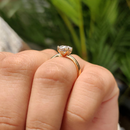 Cushion Hidden Halo Lab Grown Diamond Engagement Ring