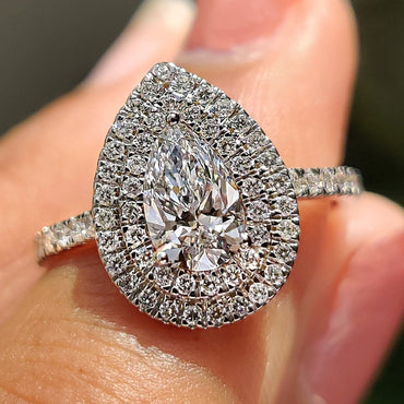 Cushion Hidden Halo Lab Grown Diamond Engagement Ring