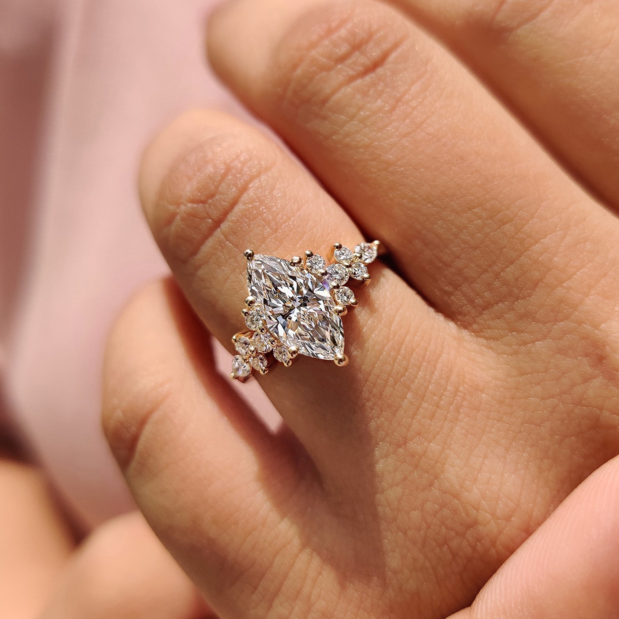 Cushion Hidden Halo Lab Grown Diamond Engagement Ring