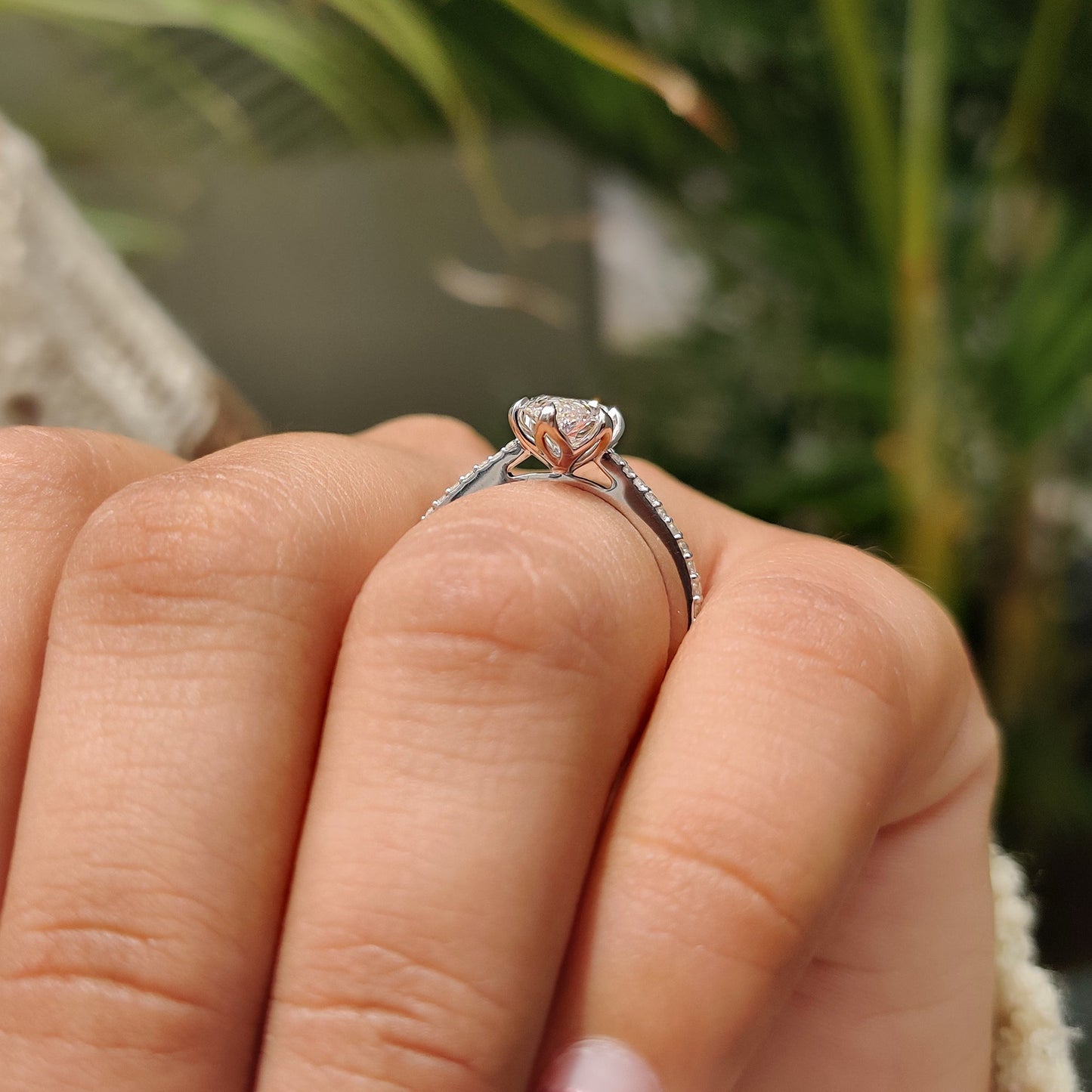 Cushion Hidden Halo Lab Grown Diamond Engagement Ring