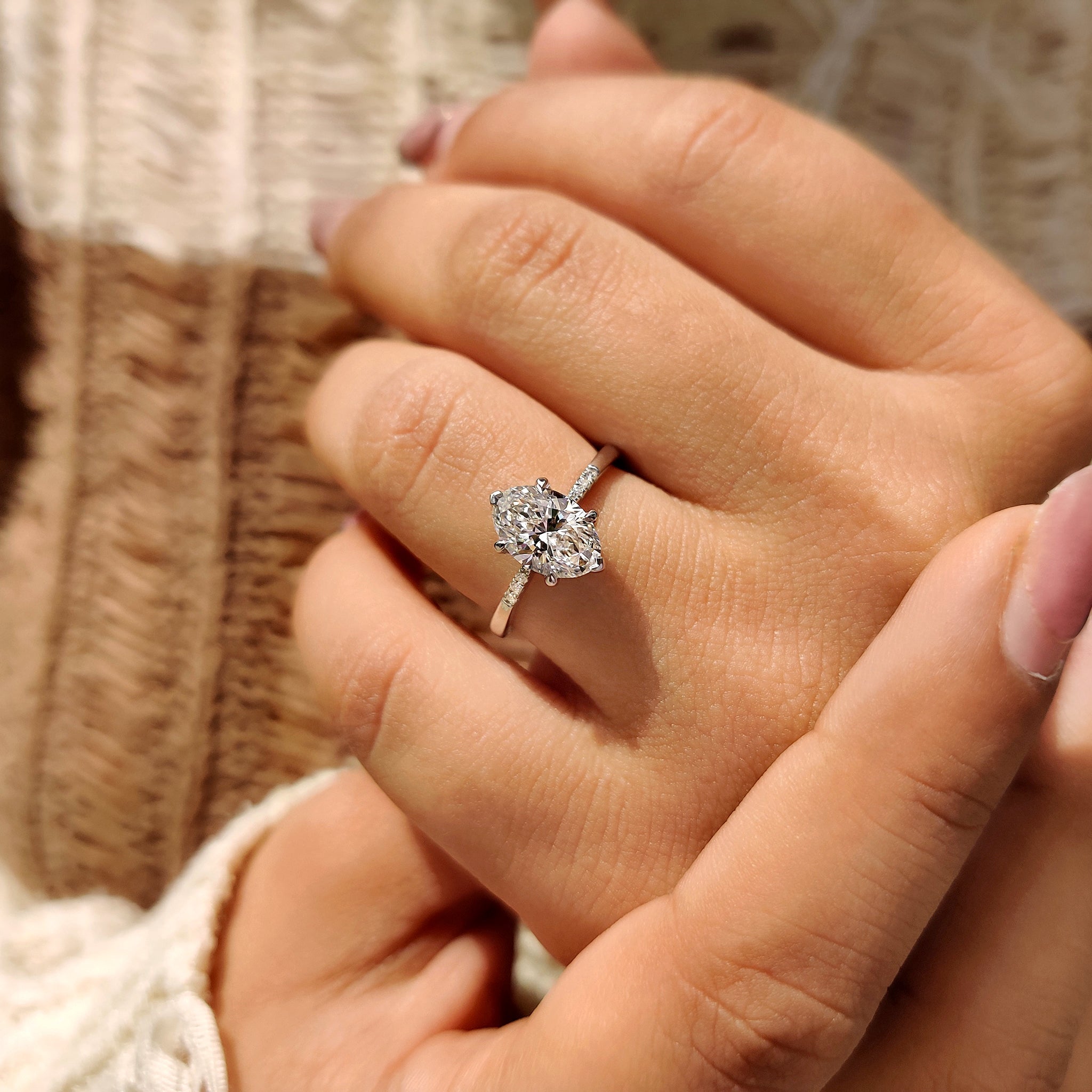 Cushion Hidden Halo Lab Grown Diamond Engagement Ring