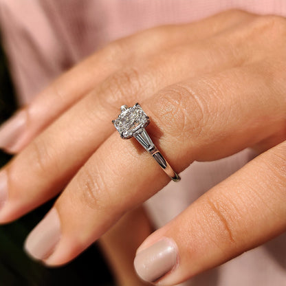 Cushion Hidden Halo Lab Grown Diamond Engagement Ring