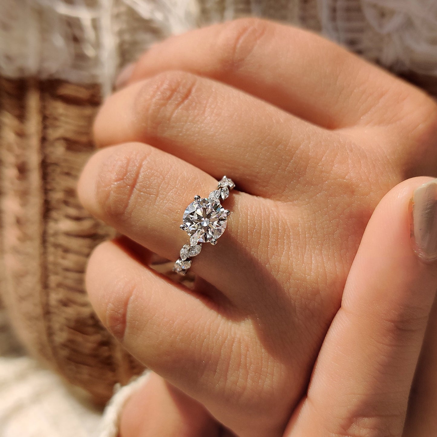 Cushion Hidden Halo Lab Grown Diamond Engagement Ring