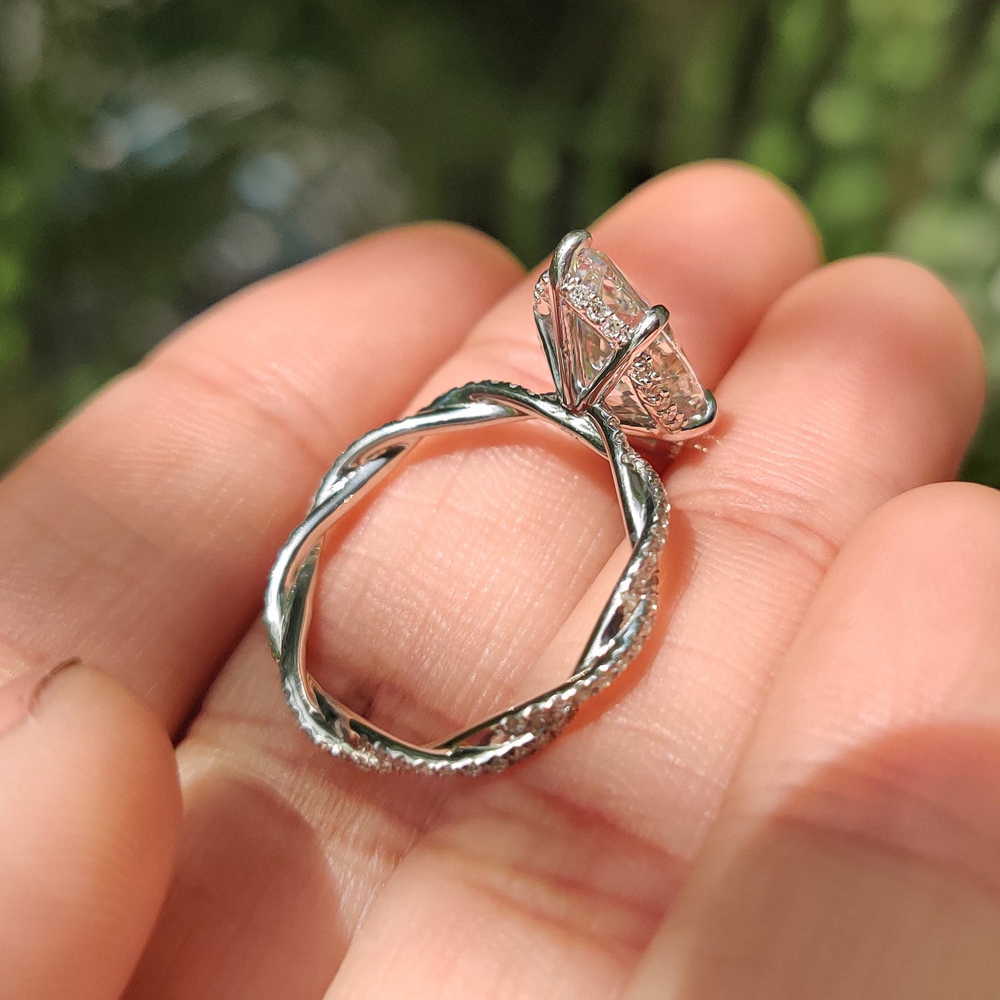 Cushion Hidden Halo Lab Grown Diamond Engagement Ring