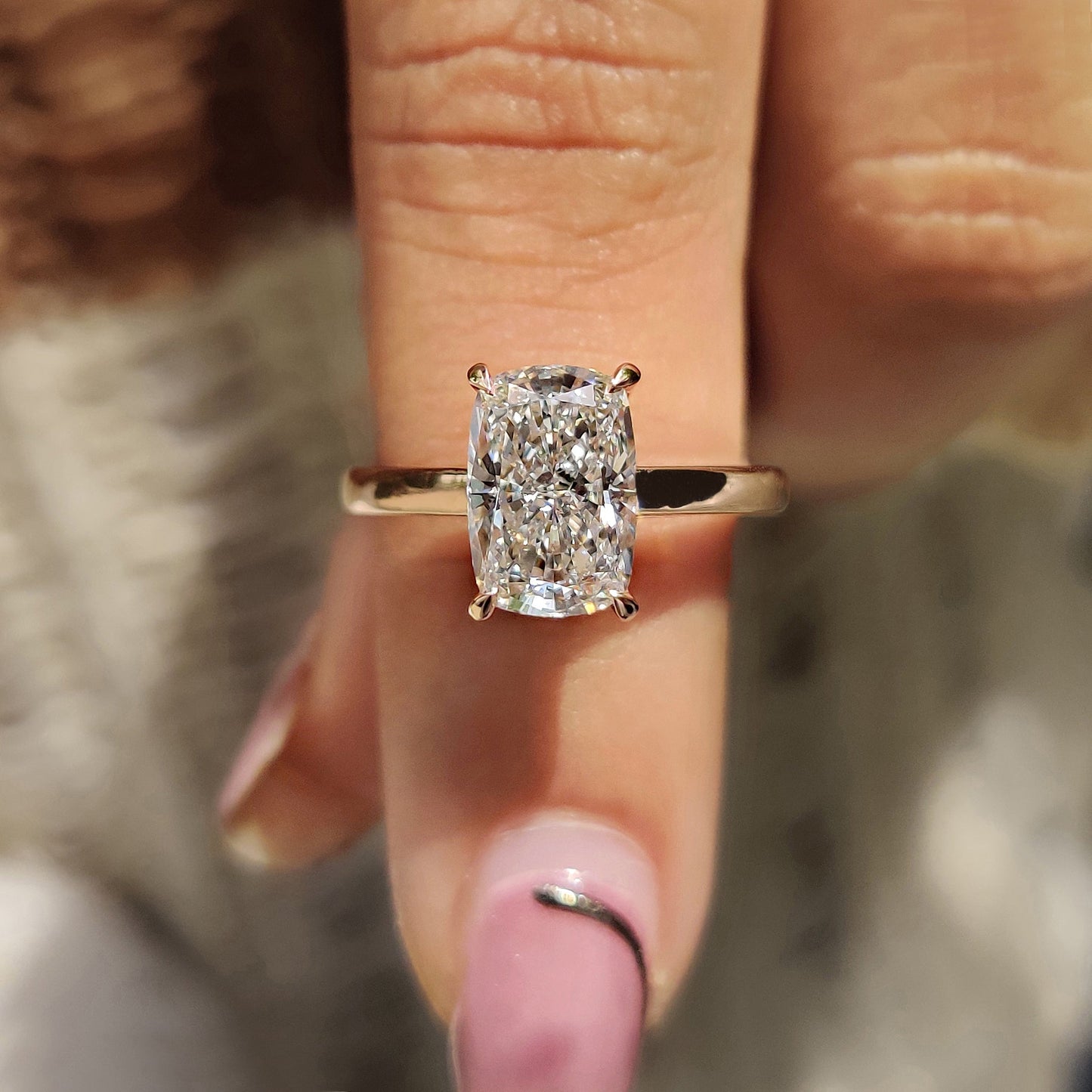 Cushion Hidden Halo Lab Grown Diamond Engagement Ring