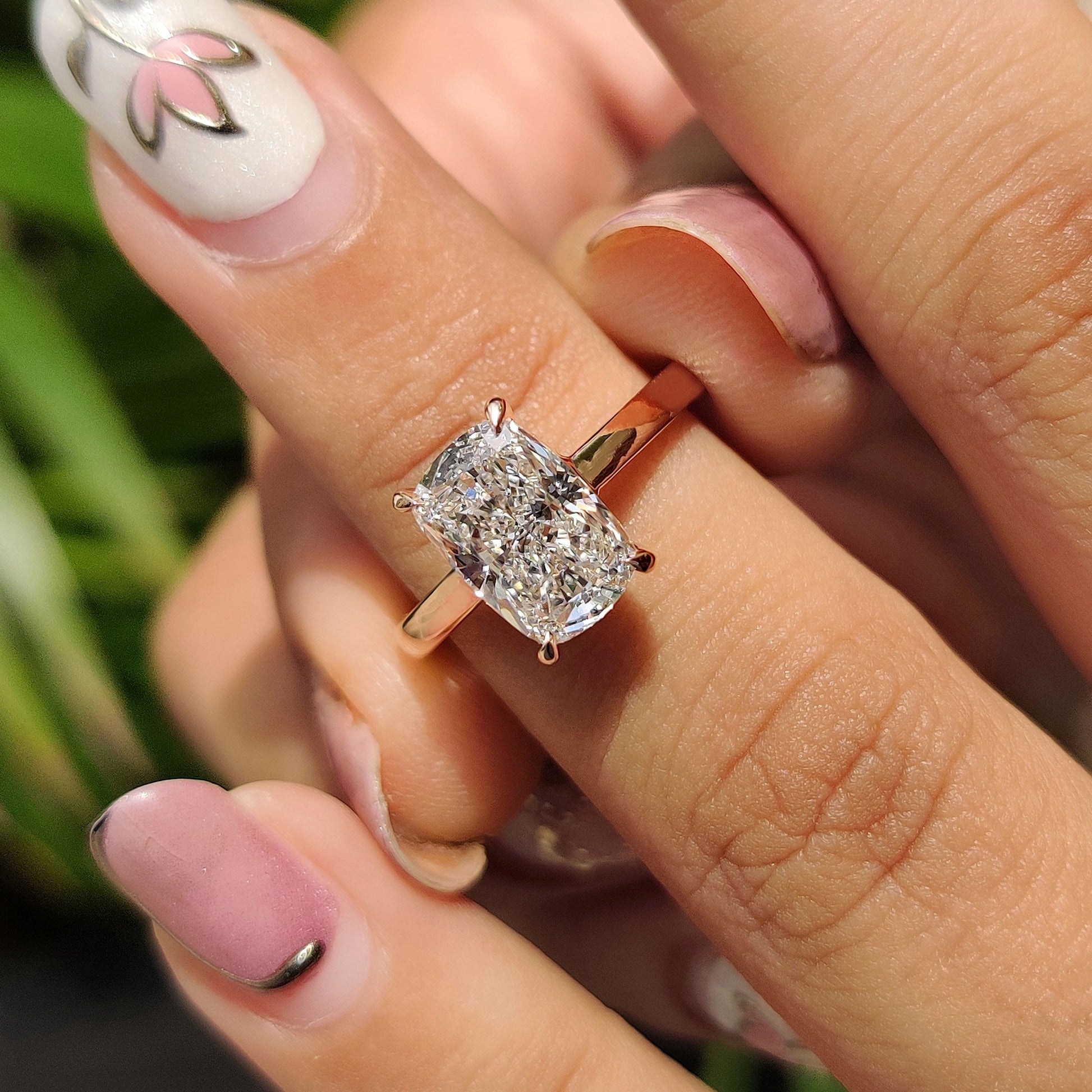 Cushion Hidden Halo Lab Grown Diamond Engagement Ring