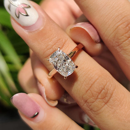 Cushion Hidden Halo Lab Grown Diamond Engagement Ring