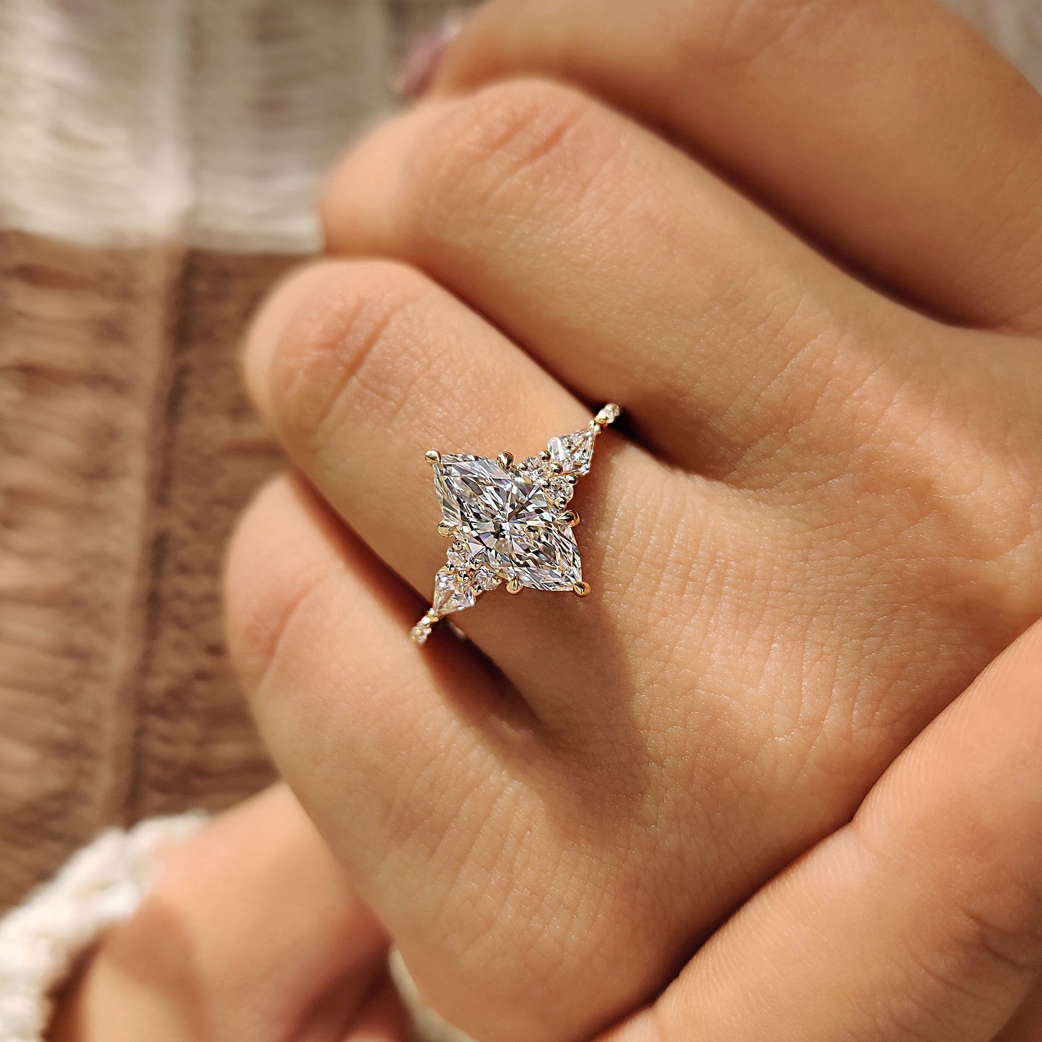 Cushion Hidden Halo Lab Grown Diamond Engagement Ring