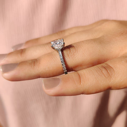 Cushion Hidden Halo Lab Grown Diamond Engagement Ring