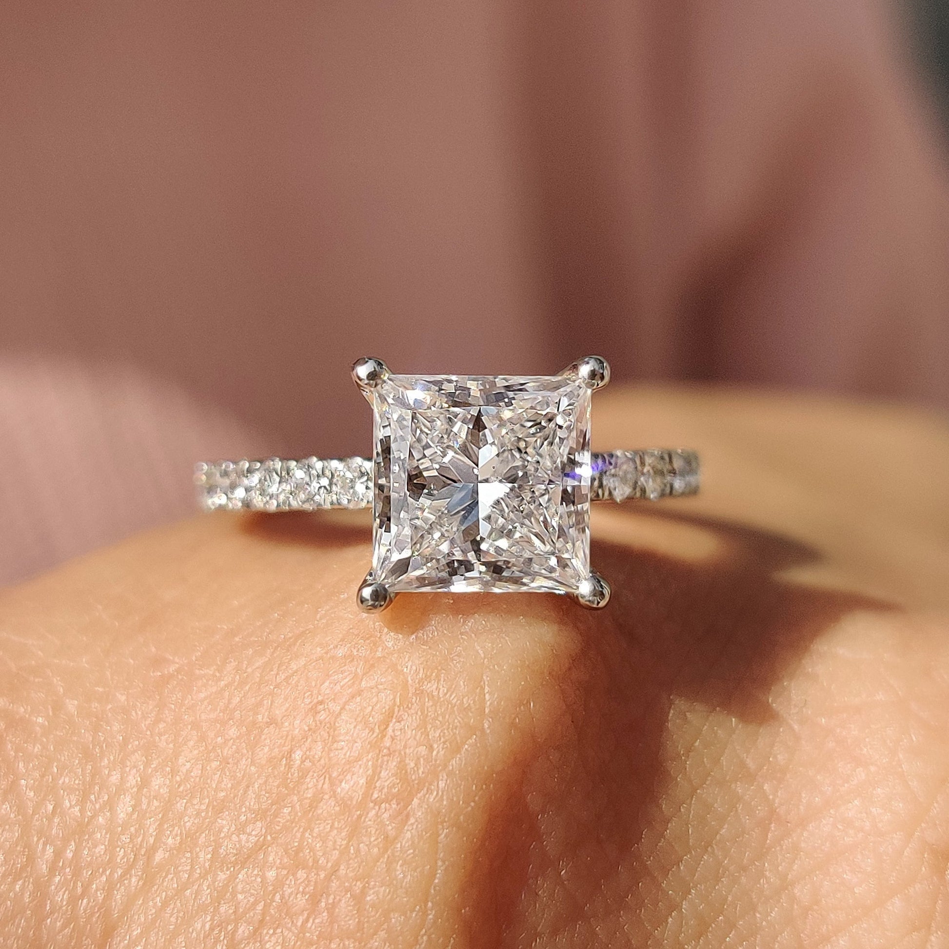 Cushion Hidden Halo Lab Grown Diamond Engagement Ring