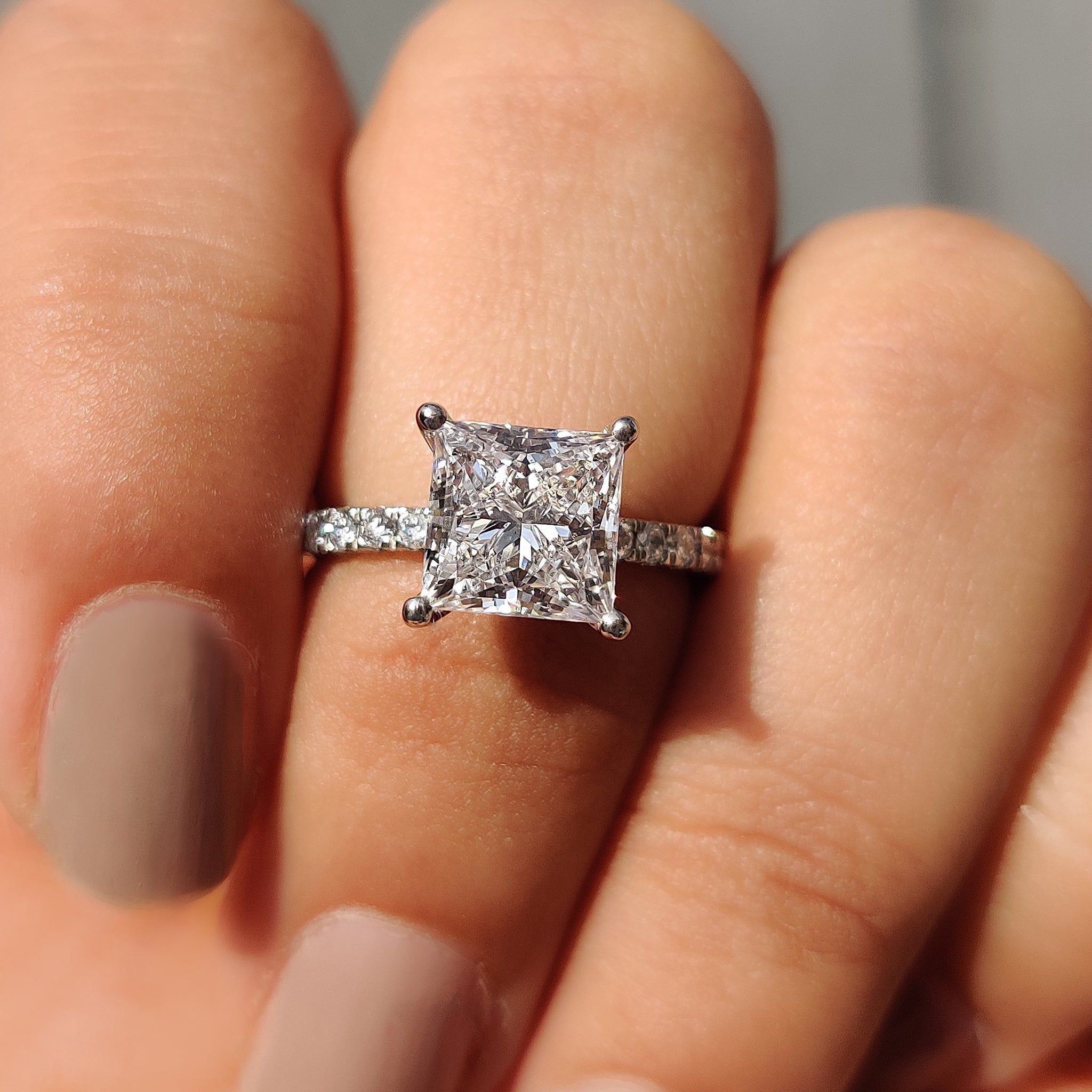 Cushion Hidden Halo Lab Grown Diamond Engagement Ring