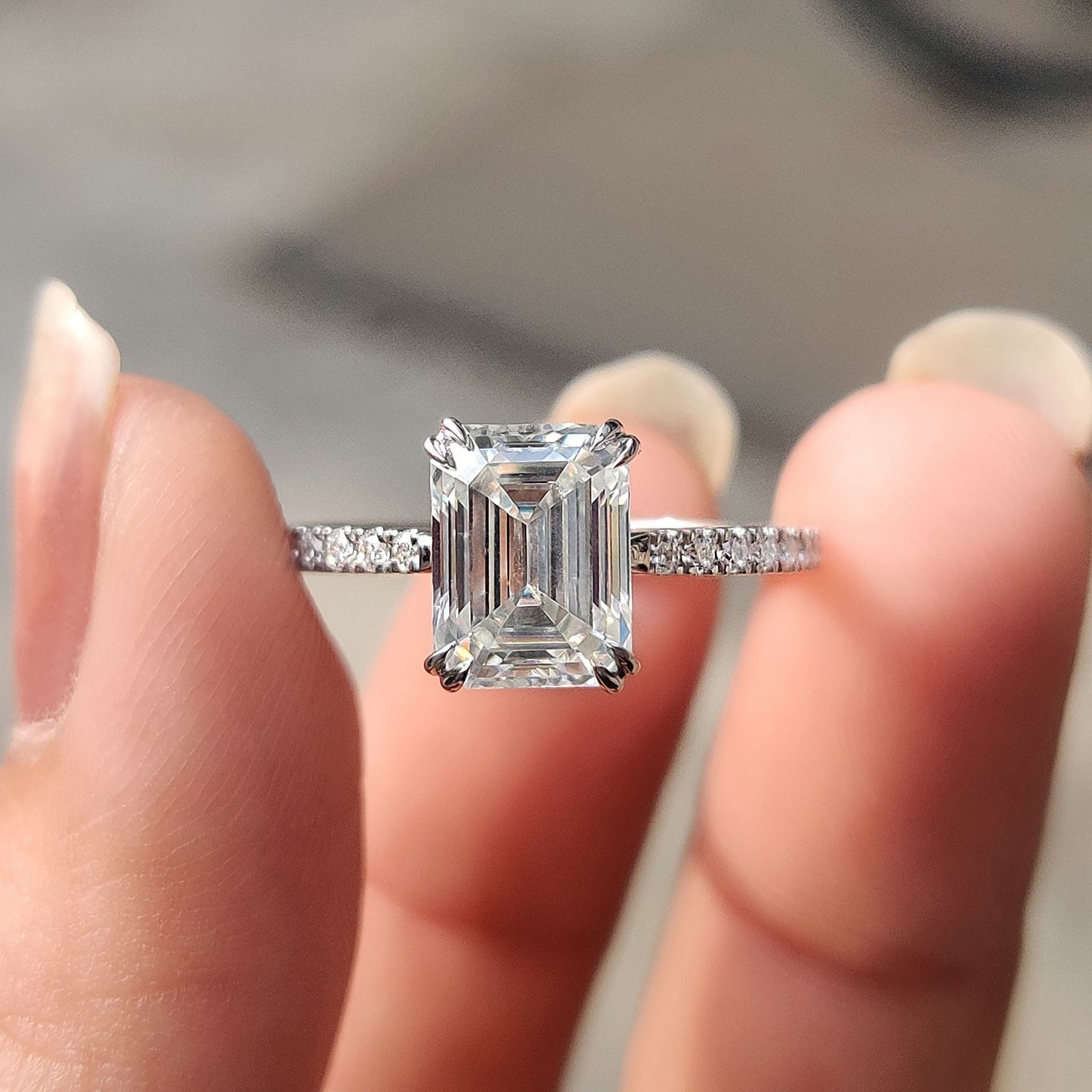 Cushion Hidden Halo Lab Grown Diamond Engagement Ring