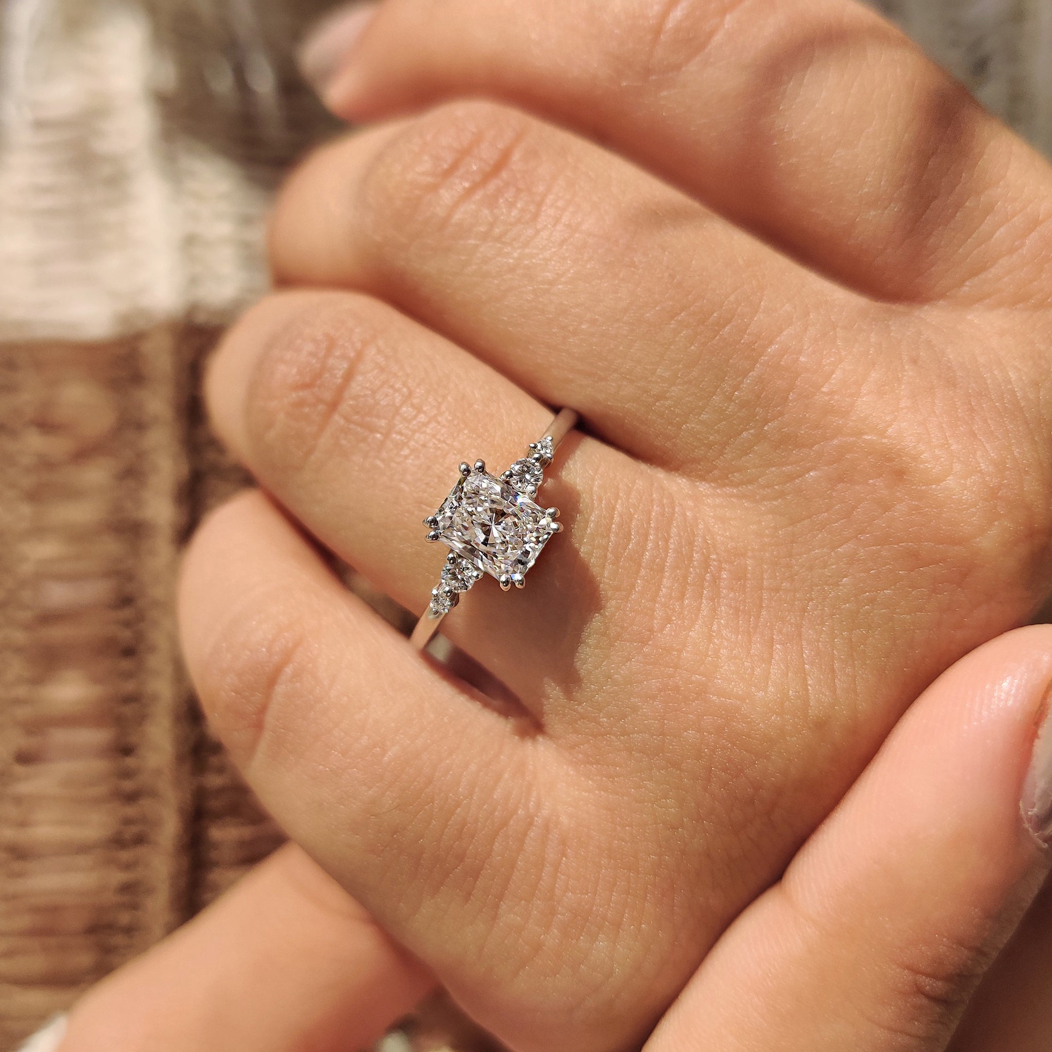 Cushion Hidden Halo Lab Grown Diamond Engagement Ring