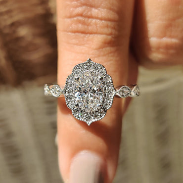 Cushion Hidden Halo Lab Grown Diamond Engagement Ring