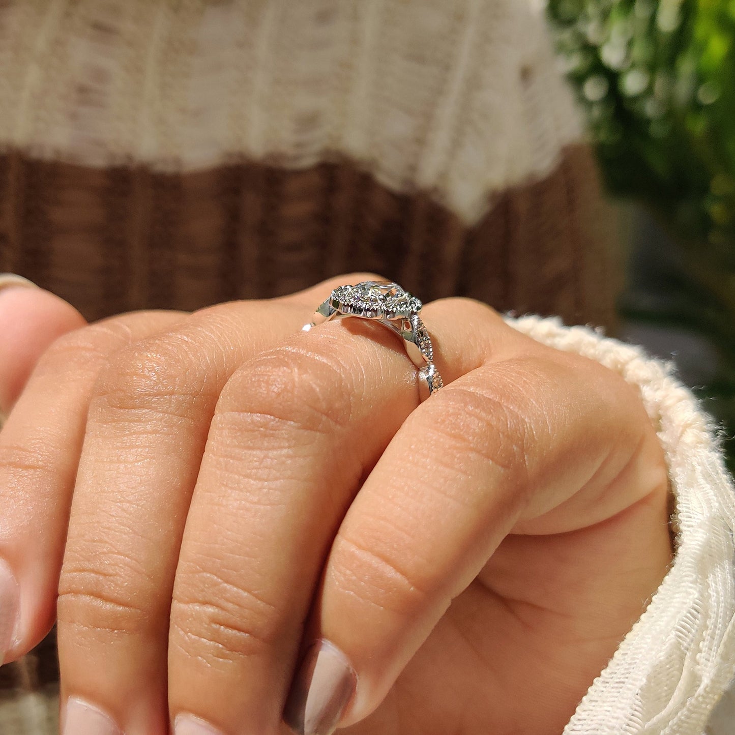 Cushion Hidden Halo Lab Grown Diamond Engagement Ring