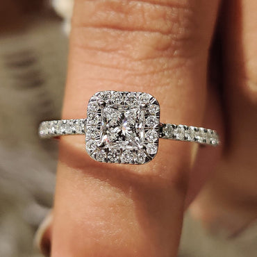 Cushion Hidden Halo Lab Grown Diamond Engagement Ring