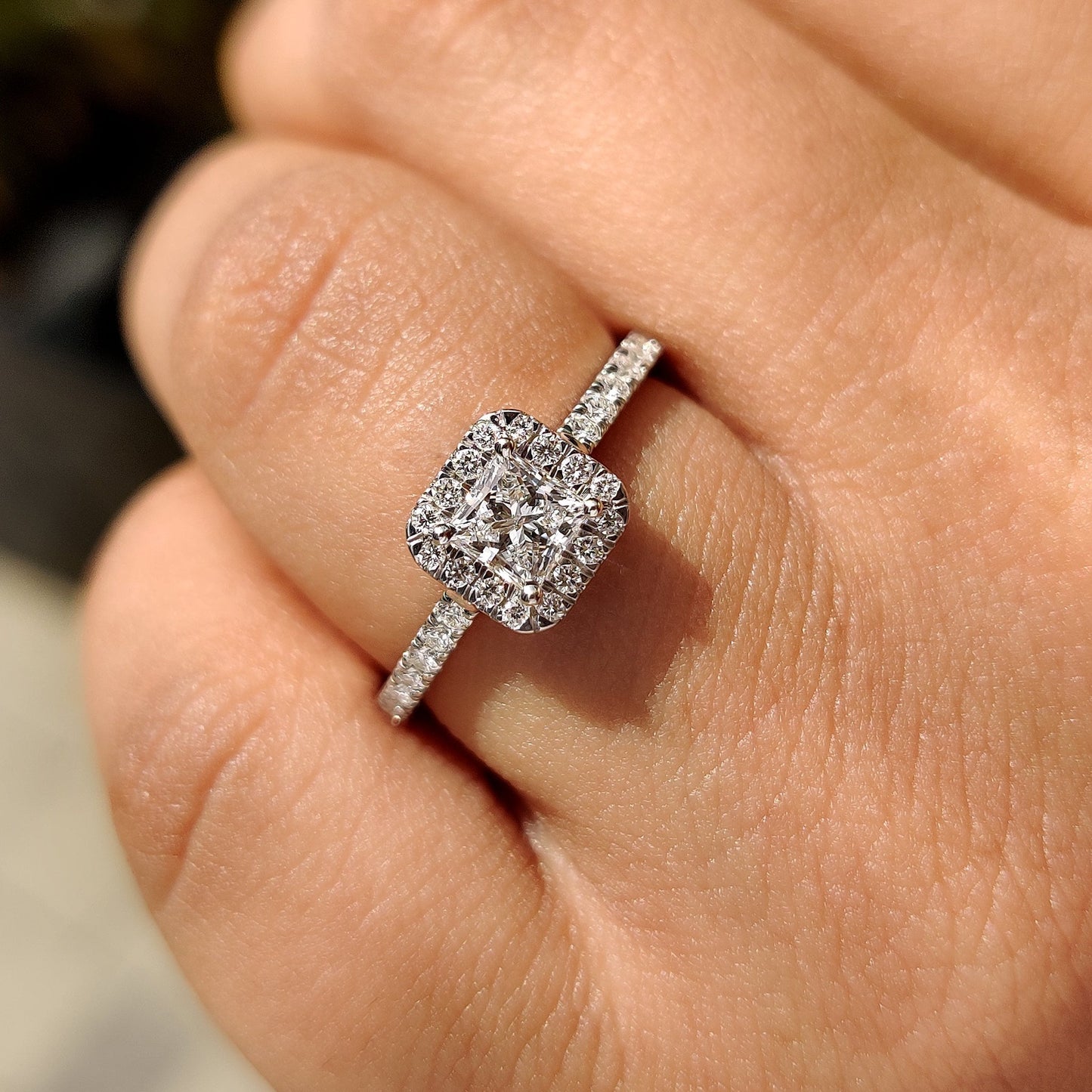 Cushion Hidden Halo Lab Grown Diamond Engagement Ring