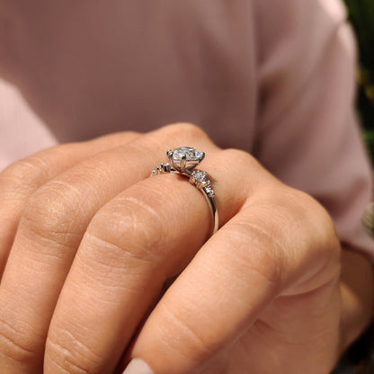 Cushion Hidden Halo Lab Grown Diamond Engagement Ring