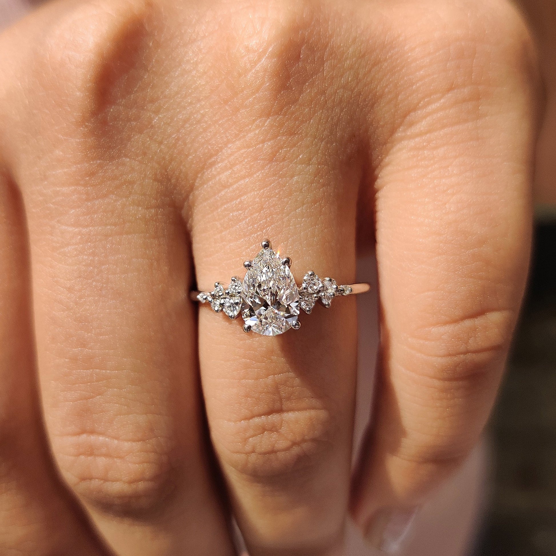 Cushion Hidden Halo Lab Grown Diamond Engagement Ring