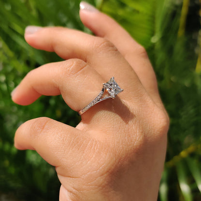 Cushion Hidden Halo Lab Grown Diamond Engagement Ring