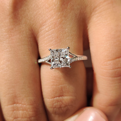 Cushion Hidden Halo Lab Grown Diamond Engagement Ring