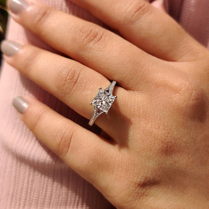 Cushion Hidden Halo Lab Grown Diamond Engagement Ring