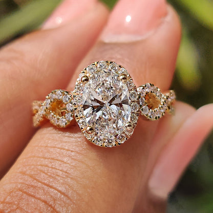 Cushion Hidden Halo Lab Grown Diamond Engagement Ring