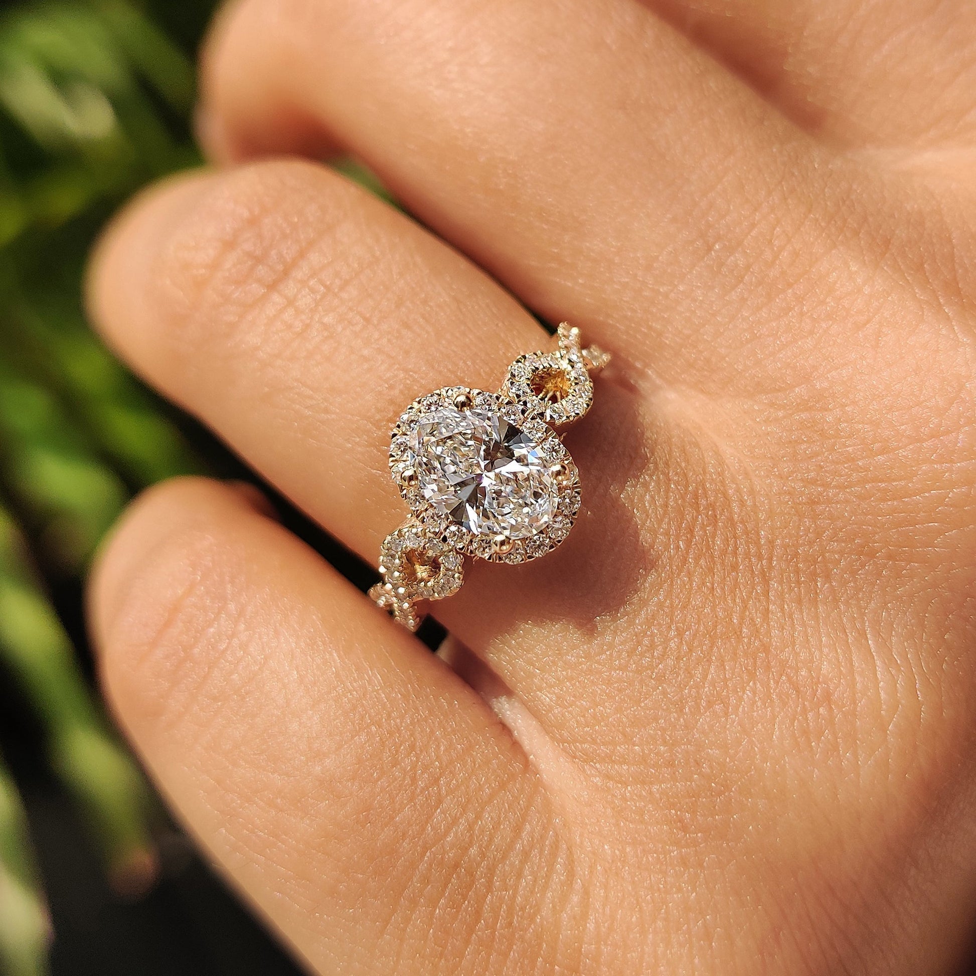 Cushion Hidden Halo Lab Grown Diamond Engagement Ring