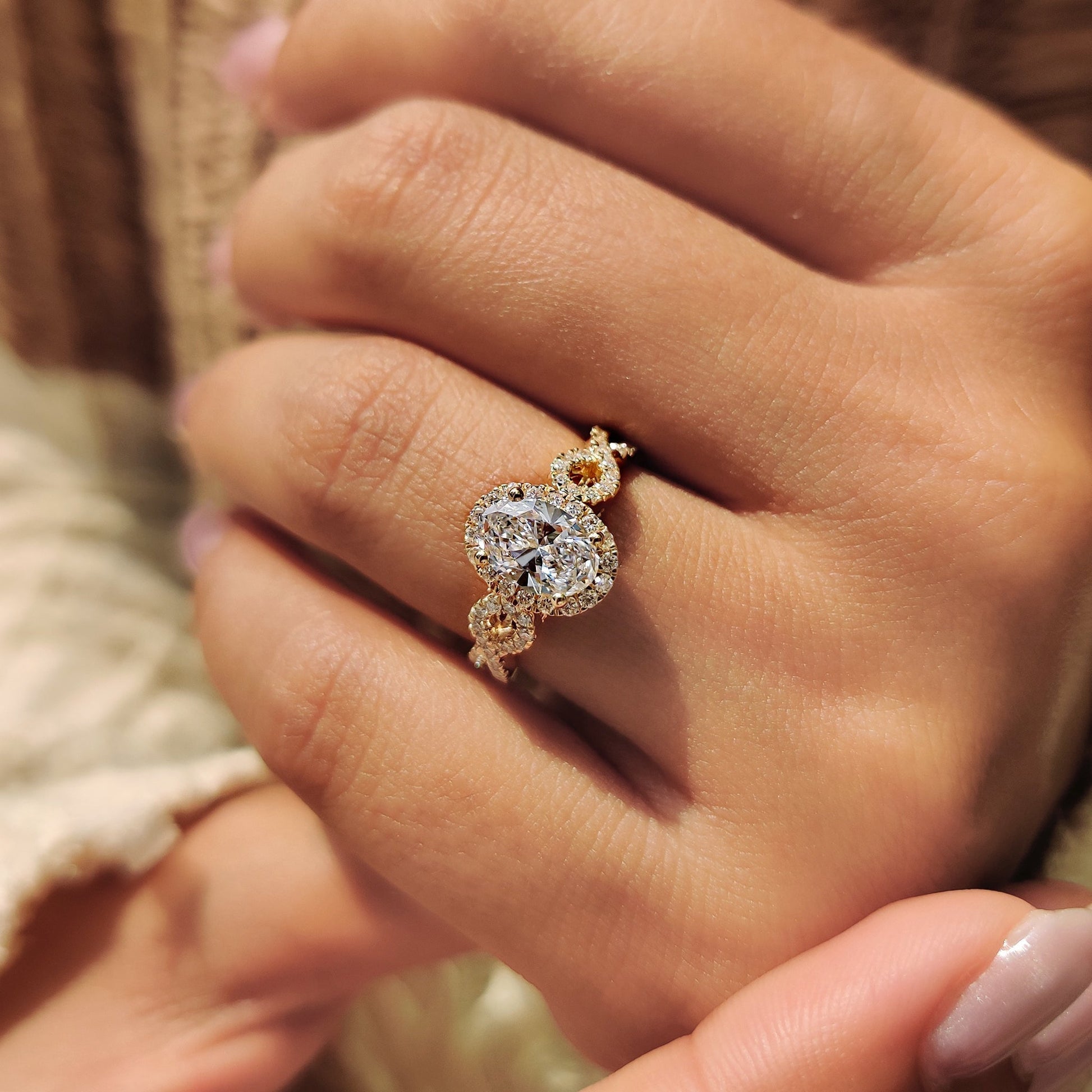Cushion Hidden Halo Lab Grown Diamond Engagement Ring