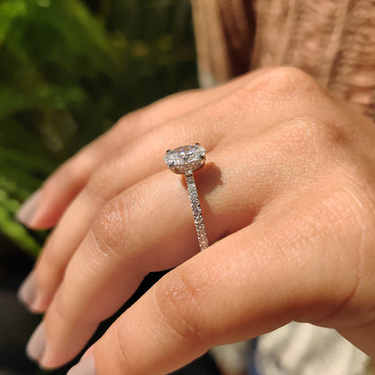 Cushion Hidden Halo Lab Grown Diamond Engagement Ring