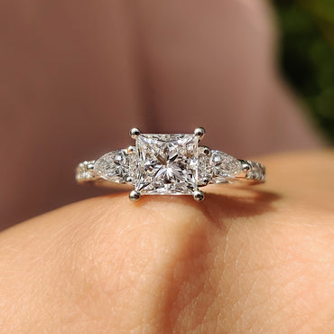 Cushion Hidden Halo Lab Grown Diamond Engagement Ring