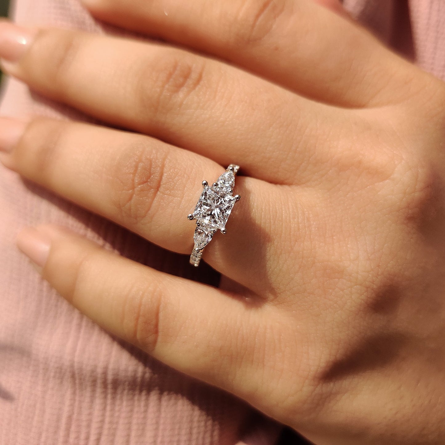 Cushion Hidden Halo Lab Grown Diamond Engagement Ring