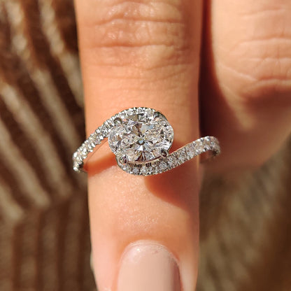 Cushion Hidden Halo Lab Grown Diamond Engagement Ring