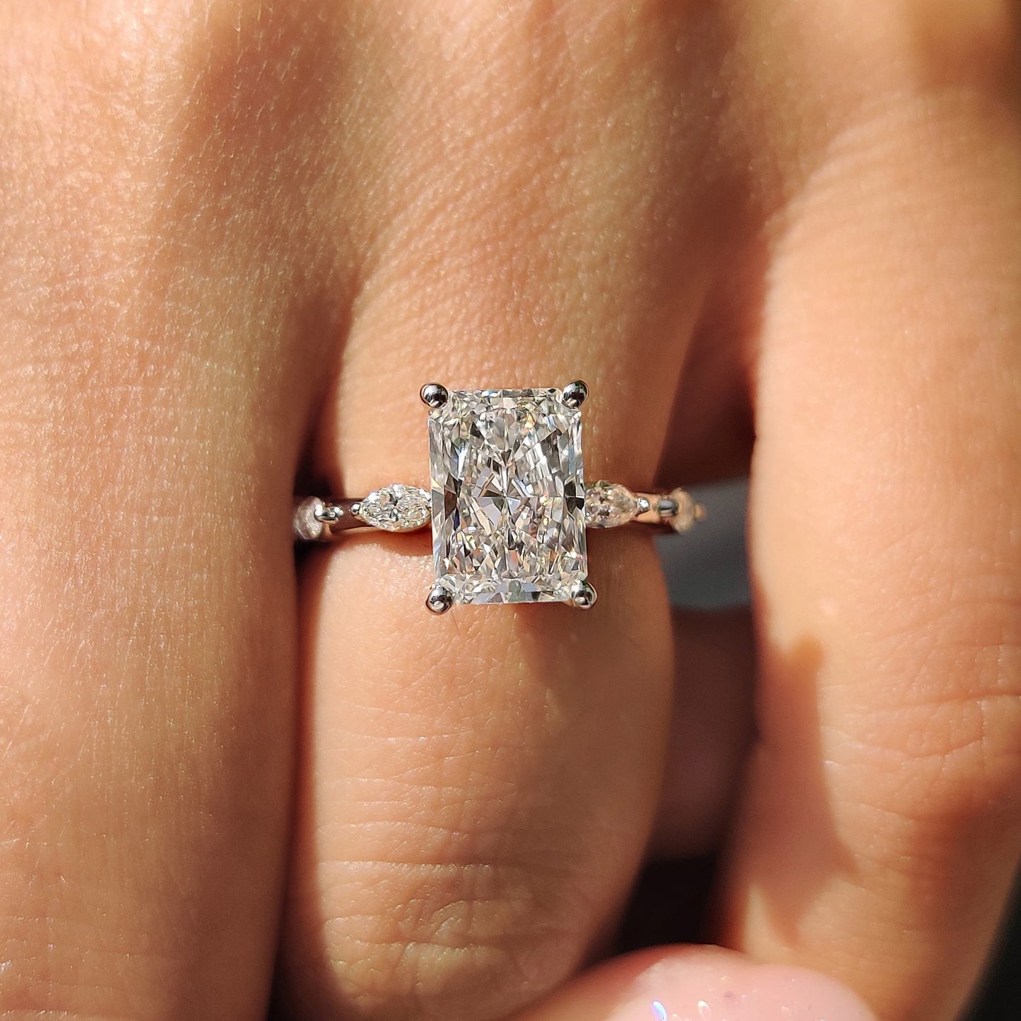 Cushion Hidden Halo Lab Grown Diamond Engagement Ring