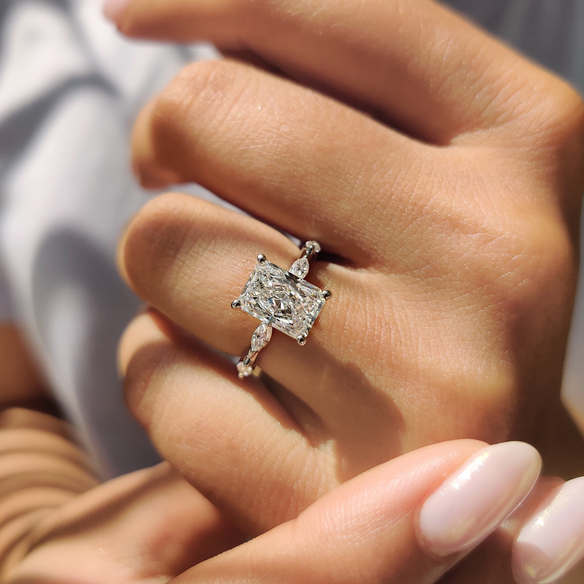 Cushion Hidden Halo Lab Grown Diamond Engagement Ring