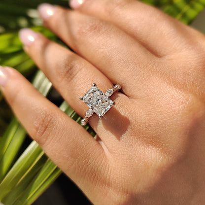 Cushion Hidden Halo Lab Grown Diamond Engagement Ring