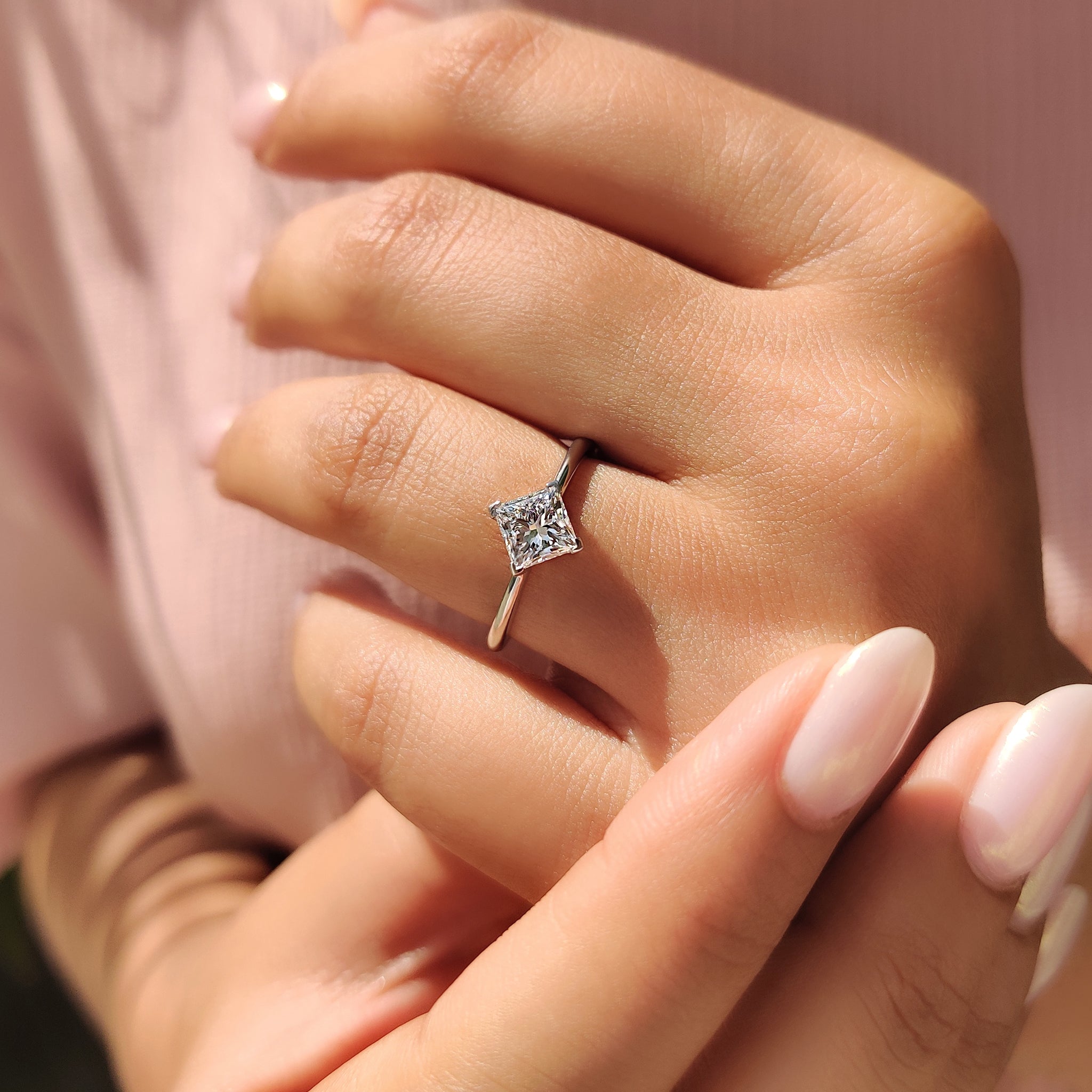 Cushion Hidden Halo Lab Grown Diamond Engagement Ring