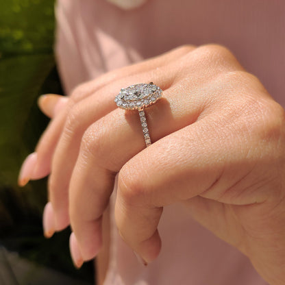 Cushion Hidden Halo Lab Grown Diamond Engagement Ring