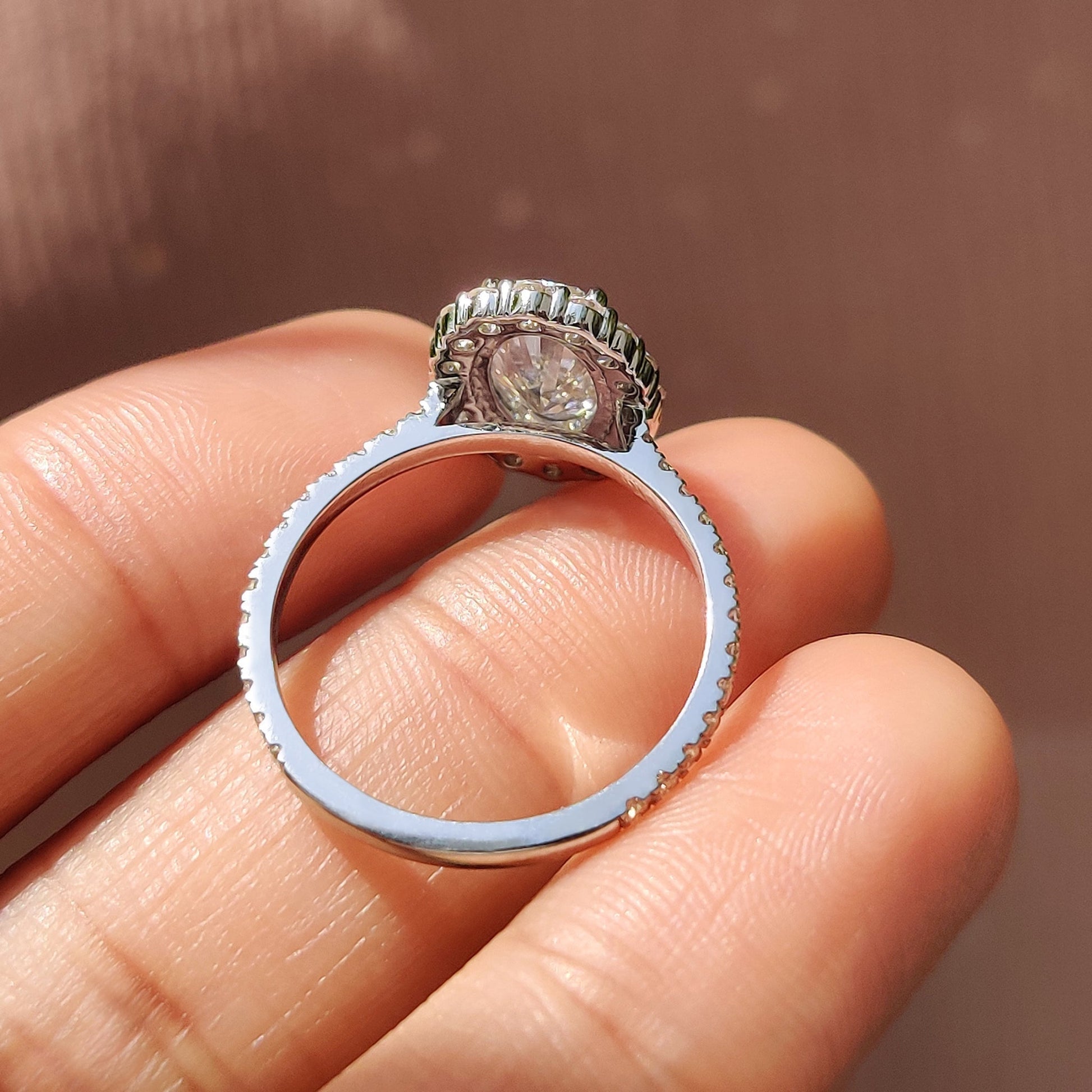 Cushion Hidden Halo Lab Grown Diamond Engagement Ring
